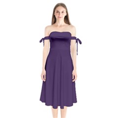 Purple Shoulder Tie Bardot Midi Dress by TeresalovesThomas