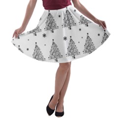 Christmas Tree - Pattern A-line Skater Skirt by Valentinaart