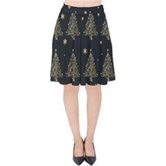 Christmas Tree - Pattern Velvet High Waist Skirt by Valentinaart