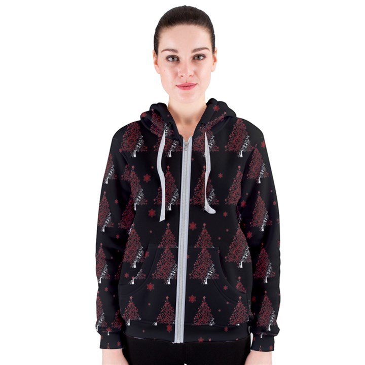 Christmas tree - pattern Women s Zipper Hoodie