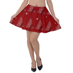 Christmas Tree - Pattern Velvet Skater Skirt by Valentinaart