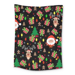 Santa And Rudolph Pattern Medium Tapestry by Valentinaart