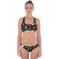 Santa And Rudolph Pattern Cross Back Hipster Bikini Set by Valentinaart