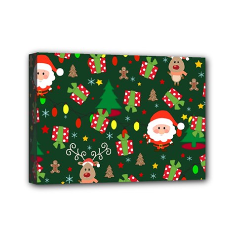 Santa And Rudolph Pattern Mini Canvas 7  X 5 