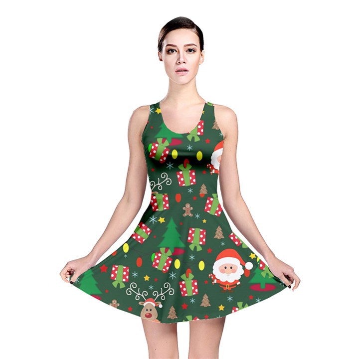 Santa and Rudolph pattern Reversible Skater Dress