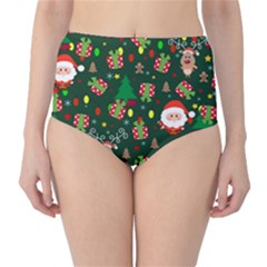 Santa And Rudolph Pattern High-waist Bikini Bottoms by Valentinaart