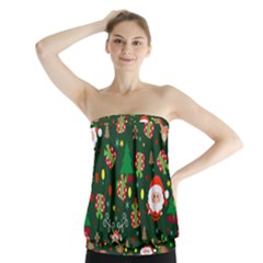 Santa And Rudolph Pattern Strapless Top by Valentinaart