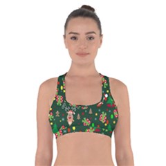 Santa And Rudolph Pattern Cross Back Sports Bra by Valentinaart