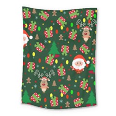 Santa And Rudolph Pattern Medium Tapestry by Valentinaart