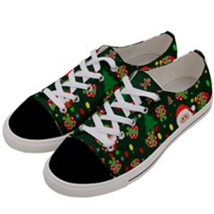 Santa And Rudolph Pattern Women s Low Top Canvas Sneakers by Valentinaart