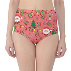 Santa And Rudolph Pattern High-waist Bikini Bottoms by Valentinaart