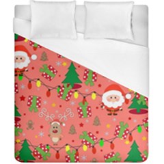 Santa And Rudolph Pattern Duvet Cover (california King Size) by Valentinaart