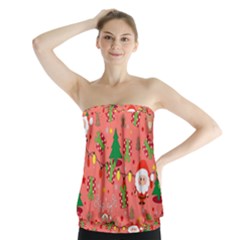 Santa And Rudolph Pattern Strapless Top by Valentinaart