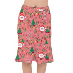 Santa And Rudolph Pattern Mermaid Skirt by Valentinaart