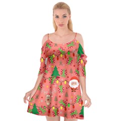 Santa And Rudolph Pattern Cutout Spaghetti Strap Chiffon Dress by Valentinaart