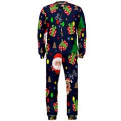 Santa And Rudolph Pattern Onepiece Jumpsuit (men)  by Valentinaart