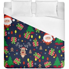 Santa And Rudolph Pattern Duvet Cover (king Size) by Valentinaart