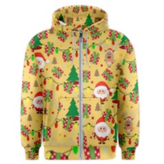 Santa And Rudolph Pattern Men s Zipper Hoodie by Valentinaart