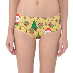 Santa And Rudolph Pattern Mid-waist Bikini Bottoms by Valentinaart