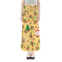 Santa And Rudolph Pattern Full Length Maxi Skirt by Valentinaart