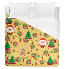 Santa And Rudolph Pattern Duvet Cover (queen Size) by Valentinaart