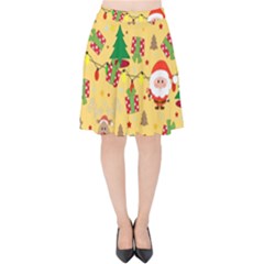 Santa And Rudolph Pattern Velvet High Waist Skirt by Valentinaart