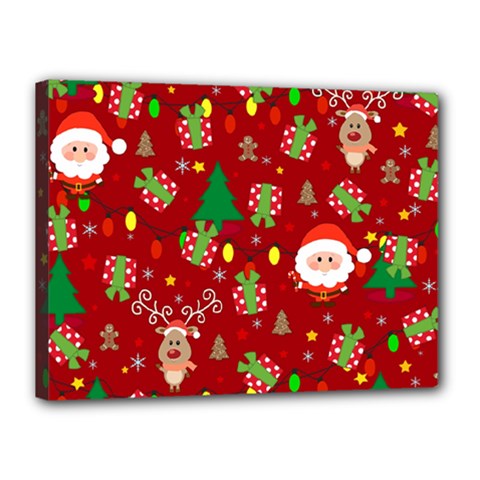 Santa And Rudolph Pattern Canvas 16  X 12  by Valentinaart