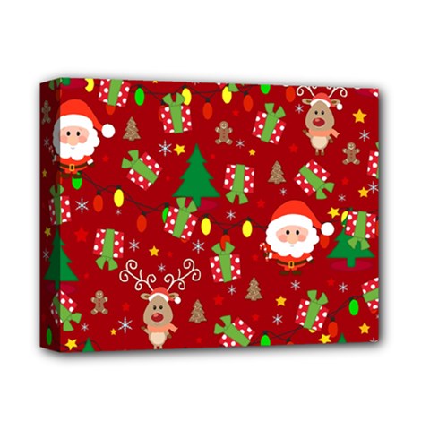 Santa And Rudolph Pattern Deluxe Canvas 14  X 11  by Valentinaart