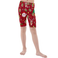 Santa And Rudolph Pattern Kids  Mid Length Swim Shorts by Valentinaart