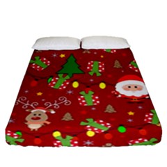 Santa And Rudolph Pattern Fitted Sheet (queen Size) by Valentinaart