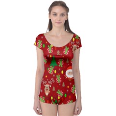 Santa And Rudolph Pattern Boyleg Leotard  by Valentinaart