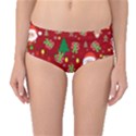 Santa and Rudolph pattern Mid-Waist Bikini Bottoms View1