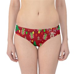 Santa And Rudolph Pattern Hipster Bikini Bottoms by Valentinaart