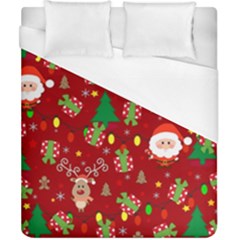 Santa And Rudolph Pattern Duvet Cover (california King Size) by Valentinaart