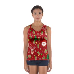 Santa And Rudolph Pattern Sport Tank Top  by Valentinaart