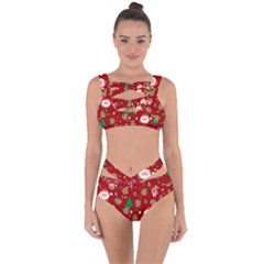 Santa And Rudolph Pattern Bandaged Up Bikini Set  by Valentinaart