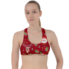 Santa And Rudolph Pattern Criss Cross Racerback Sports Bra by Valentinaart