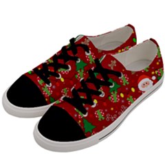 Santa And Rudolph Pattern Men s Low Top Canvas Sneakers by Valentinaart