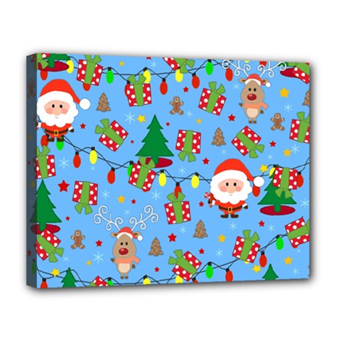 Santa And Rudolph Pattern Canvas 14  X 11  by Valentinaart