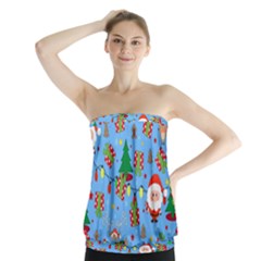 Santa And Rudolph Pattern Strapless Top by Valentinaart