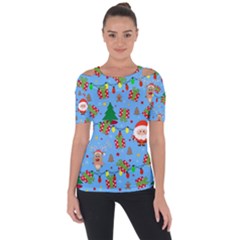 Santa And Rudolph Pattern Short Sleeve Top by Valentinaart