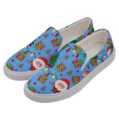 Santa And Rudolph Pattern Men s Canvas Slip Ons by Valentinaart