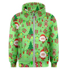 Santa And Rudolph Pattern Men s Zipper Hoodie by Valentinaart