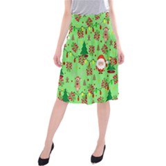 Santa And Rudolph Pattern Midi Beach Skirt by Valentinaart