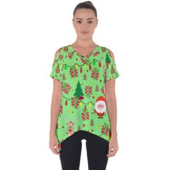 Santa And Rudolph Pattern Cut Out Side Drop Tee by Valentinaart