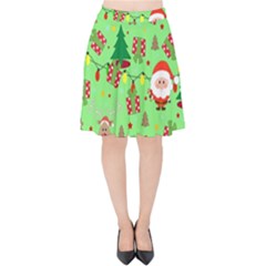 Santa And Rudolph Pattern Velvet High Waist Skirt by Valentinaart