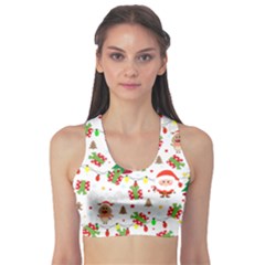 Santa And Rudolph Pattern Sports Bra by Valentinaart