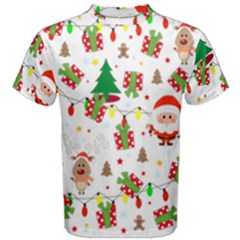 Santa And Rudolph Pattern Men s Cotton Tee by Valentinaart