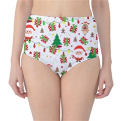 Santa And Rudolph Pattern High-waist Bikini Bottoms by Valentinaart