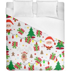 Santa And Rudolph Pattern Duvet Cover (california King Size) by Valentinaart